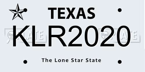 KLR2020 Texas License Plate
