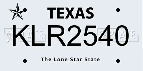 KLR2540 Texas License Plate