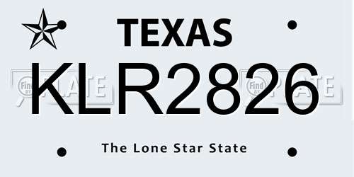 KLR2826 Texas License Plate