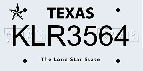 KLR3564 Texas License Plate