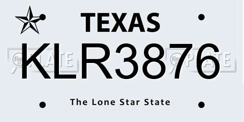 KLR3876 Texas License Plate