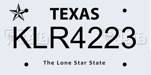 KLR4223 Texas License Plate
