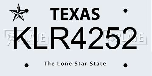 KLR4252 Texas License Plate