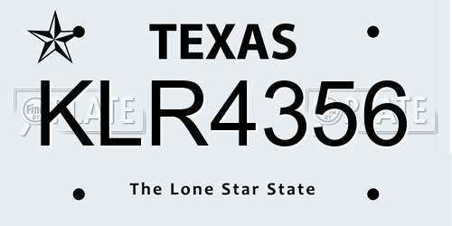 KLR4356 Texas License Plate