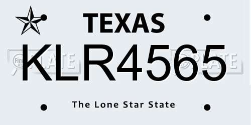 KLR4565 Texas License Plate
