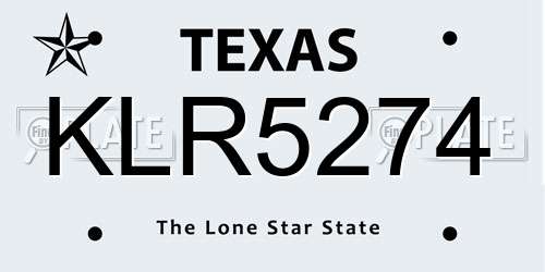 KLR5274 Texas License Plate