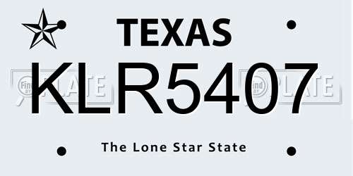 KLR5407 Texas License Plate