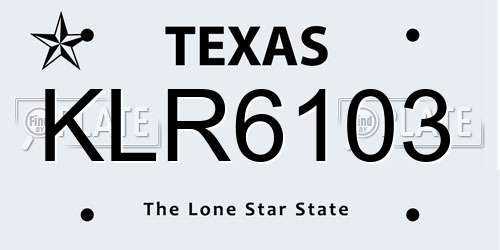KLR6103 Texas License Plate