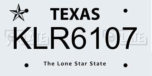KLR6107 Texas License Plate
