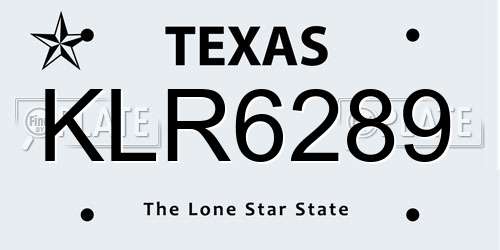 KLR6289 Texas License Plate