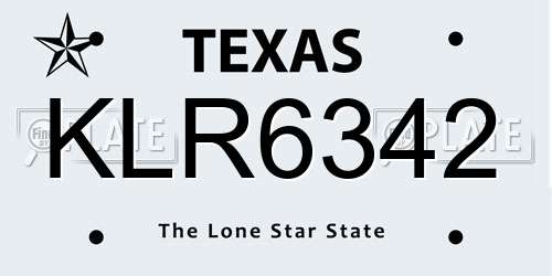 KLR6342 Texas License Plate
