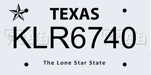 KLR6740 Texas License Plate