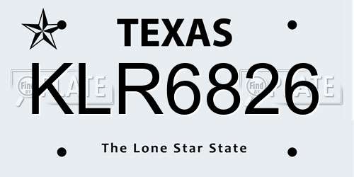 KLR6826 Texas License Plate