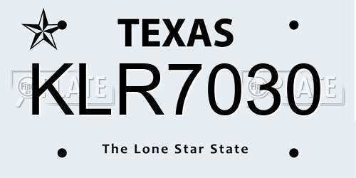 KLR7030 Texas License Plate