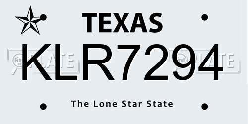 KLR7294 Texas License Plate