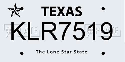 KLR7519 Texas License Plate