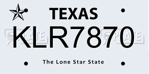 KLR7870 Texas License Plate