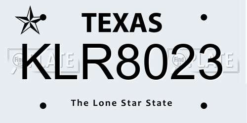 KLR8023 Texas License Plate