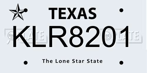 KLR8201 Texas License Plate