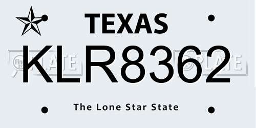 KLR8362 Texas License Plate