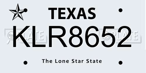 KLR8652 Texas License Plate