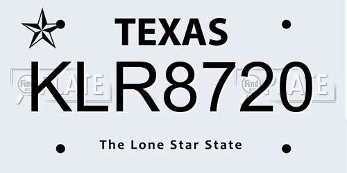KLR8720 Texas License Plate