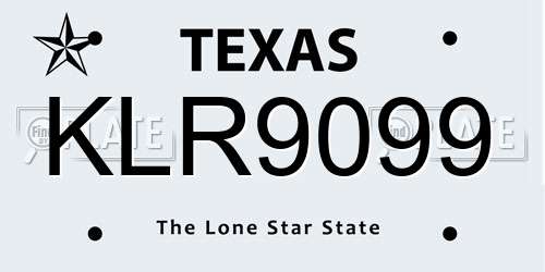 KLR9099 Texas License Plate