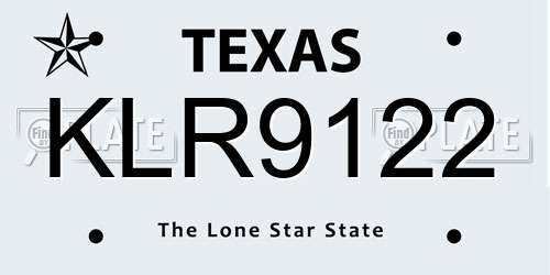 KLR9122 Texas License Plate
