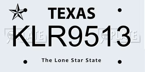 KLR9513 Texas License Plate