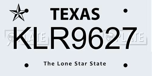 KLR9627 Texas License Plate