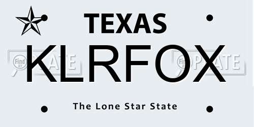 KLRFOX Texas License Plate