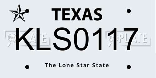 KLS0117 Texas License Plate