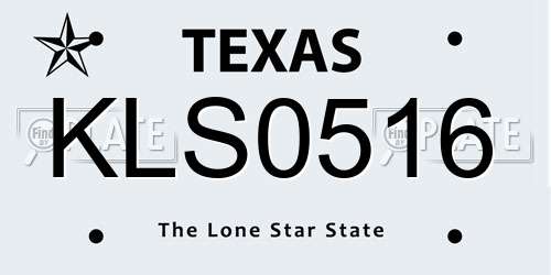 KLS0516 Texas License Plate