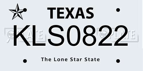 KLS0822 Texas License Plate