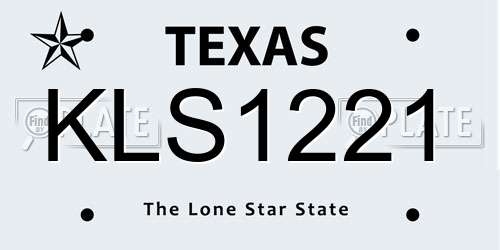 KLS1221 Texas License Plate