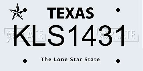 KLS1431 Texas License Plate