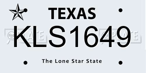KLS1649 Texas License Plate