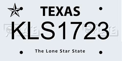 KLS1723 Texas License Plate