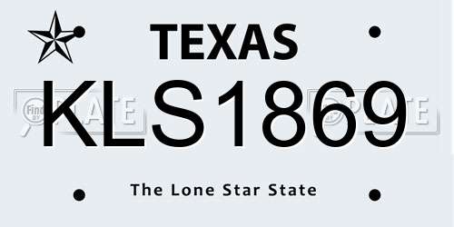 KLS1869 Texas License Plate