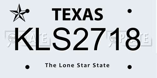 KLS2718 Texas License Plate