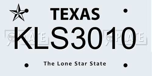 KLS3010 Texas License Plate