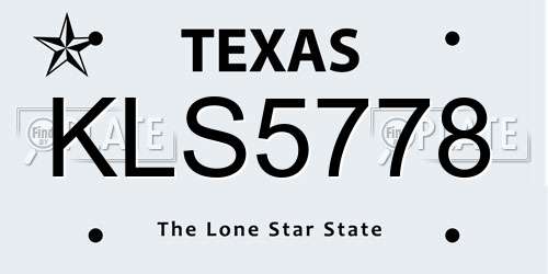 KLS5778 Texas License Plate