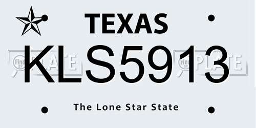 KLS5913 Texas License Plate