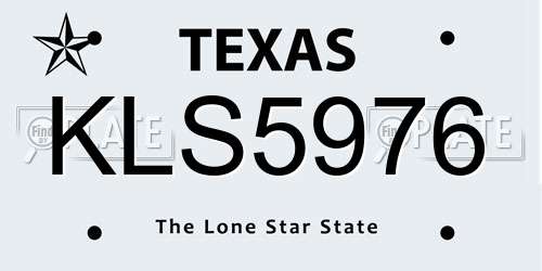 KLS5976 Texas License Plate