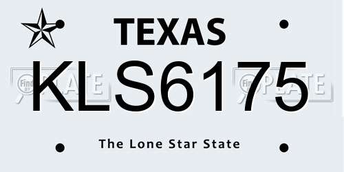 KLS6175 Texas License Plate