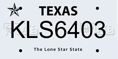 KLS6403 Texas License Plate