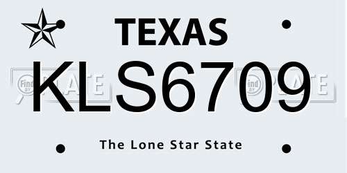 KLS6709 Texas License Plate