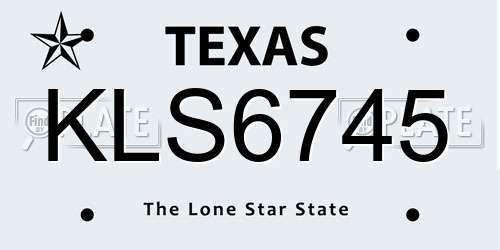 KLS6745 Texas License Plate