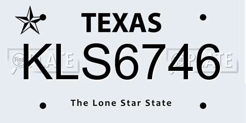 KLS6746 Texas License Plate
