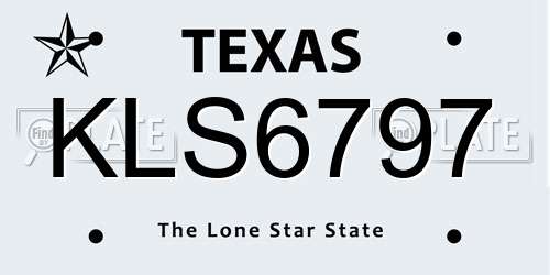 KLS6797 Texas License Plate